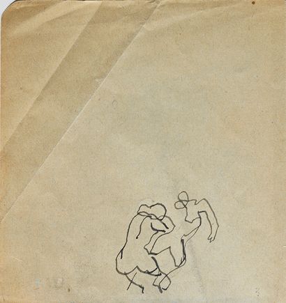 Salvador DALI Salvador DALI (1904-1989)- Two characters - Ink drawing - 11,5 x 11...