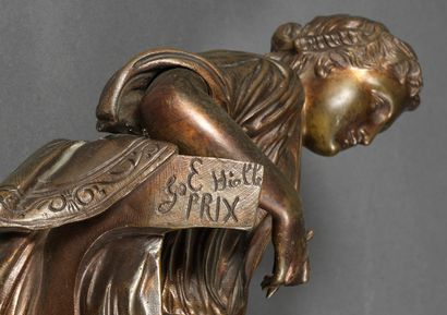 Ernest HIOLLE Ernest HIOLLE (1834-1886) - Young woman languished - Bronze signed...