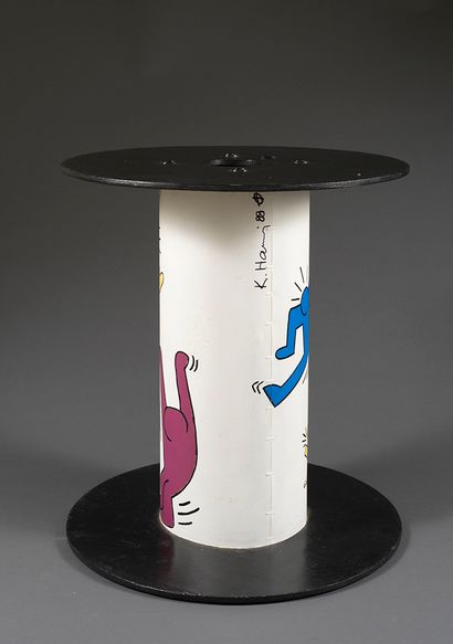Keith HARING 
Keith HARING - After- Love Dancing, 1988 - Pedestal table enhanced...