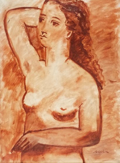 Maurice SAVIN Maurice SAVIN (1894- 1973) - Femme nue se coiffant - Huile sur toile...