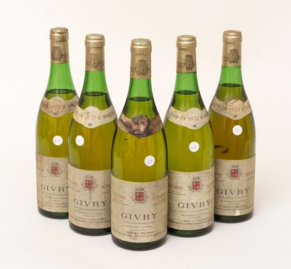 Givry 5 bouteilles GIVRY 1978 Jean-Paul Ragot (niveaux : 4 entre 2cm et 3m, 2 entre...