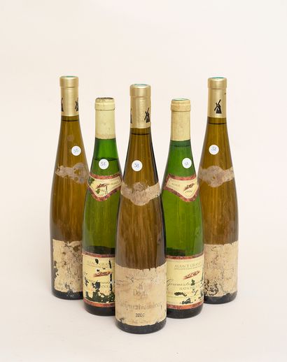 Alsace 5 bottles : 3 ALSACE 2005 (Gewurztraminer late harvest) Dopff, 2 ALSACE 1996...