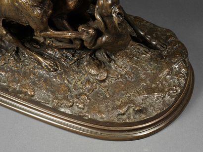Pierre-Jules MÊNE Pierre-Jules MÊNE (1810-1879) - Deer hunting, N°2 - Bronze with...