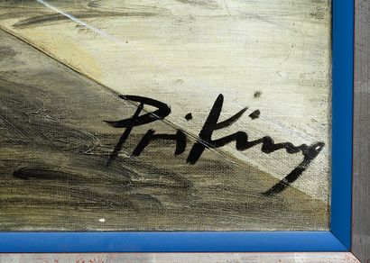 Franz PRIKING Franz PRIKING (1929-1979) - Cheval dans un paysage fantastique - Huile...