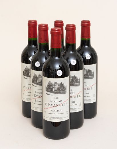 Château L'Evangile 6 bouteilles CHÂTEAU L'EVANGILE 1995 Pomerol (étiquettes fanées,...