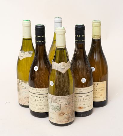 Vins divers 6 bottles : 2 POUILLY-LOCHE 2005 La colonge Bret Brothers, 1 POUILLY-LOCHE...