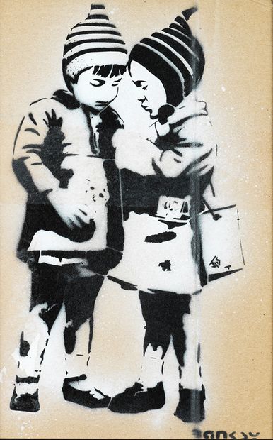 BANKSY BANKSY (1974) - " Two Children", Weston Super Mare, 2015 - Souvenir de Dismaland...