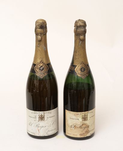 Champagne 2 bouteilles : 1 CHAMPAGNE POL ROGER 1955 Vintage Brut, 1 CHAMPAGNE POL...