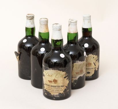 Porto 5 bottles PORTO DEL OROR Vintage Character (labels very damaged, torn, almost...