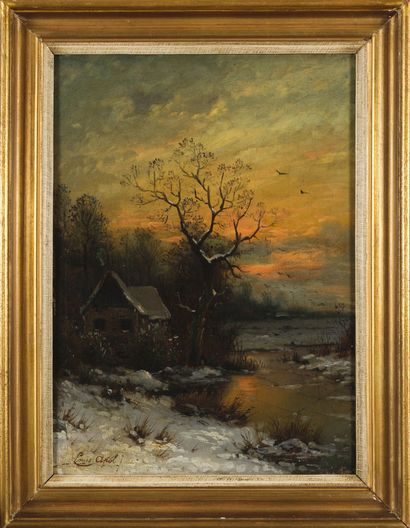 Louis Apol Louis APOL (1850-1936) - Winter Landscape - Oil on canvas signed - 37...