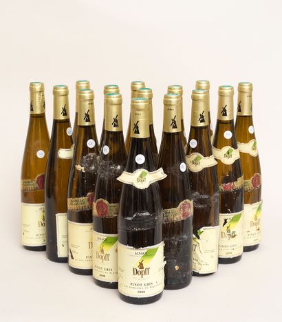 Alsace 15 bouteilles ALSACE 2008 Pinot gris Dopff au moulin (étiquettes et collerettes...