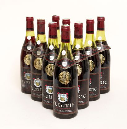 Fleurie 9 bottles FLEURIE 1979 L. METAIRE (levels from 2cm to 8cm, light labels damaged,...