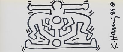 Keith HARING 
Keith HARING (1958-1990)- Growing - Dessin au marker signé et daté...
