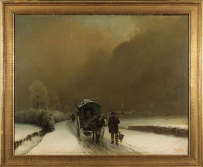 Fleury Chenu 
Fleury CHENU (1833 - 1875 ) - The cart on a snowy road - 

Oil on canvas...