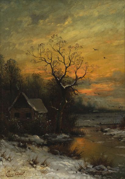 Louis Apol Louis APOL (1850-1936) - Winter Landscape - Oil on canvas signed - 37...