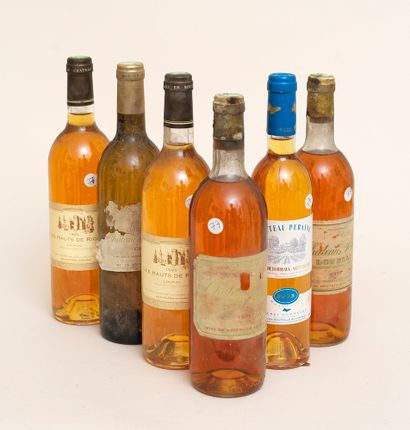 Vins divers 6 bottles: 2 LES HAUTS DE RICAUD 1995 Loupiac, 2 CHÂTEAU PONTAC 1975...