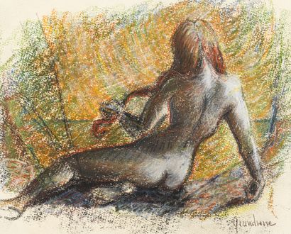 Henri Granserre Henri GRANSERRE (1923) - Female nude sitting from the back - Fat...