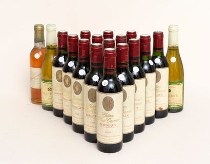 Vins divers 18 demi-bouteilles : 15 CHÂTEAU HAUT CAZEVERT 1996 Bordeaux, 2 SANCERRE...