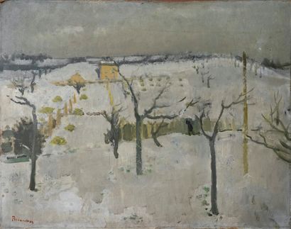 Maurice Brianchon 
Maurice BRIANCHON (1899-1979) - The Snow - Oil on cardboard signed...