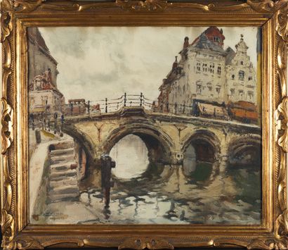 Eugène Villon Eugène VILLON (1879-1951) - Mechelen (Flemish Region) - Bridge over...