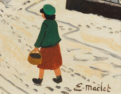 Elisée MACLET Elisée MACLET(1881-1962) - Paris, under the snow - Oil on cardboard...