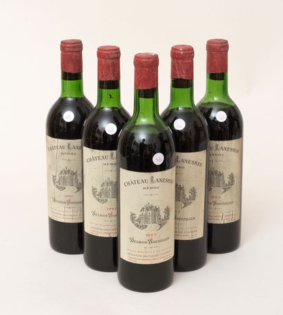 Château Lanessan 5 bottles CHÂTEAU LANESSAN 1967 Haut-Médoc (levels: 2 very light...