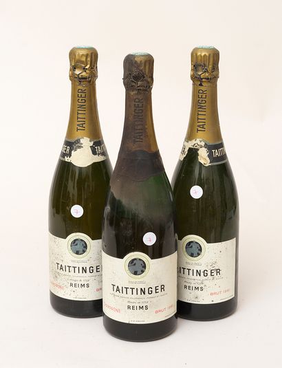 Champagne 3 bottles CHAMPAGNE TAITTINGER 1961 Vintage (estimated good levels: slight...