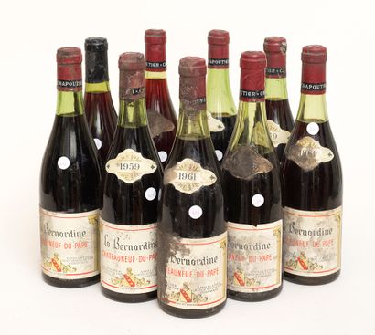 Châteauneuf du Pape 
9 bouteilles CHÂTEAUNEUF DU PAPE 3 bouteilles1959, 2 bouteilles1961...