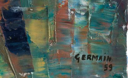 Jacques GERMAIN Jacques GERMAIN (1915-2001) - Composition, 1959 - Huile sur toile...
