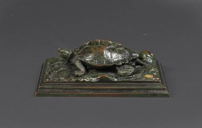 Antoine-Louis Barye Antoine-Louis BARYE (1795-1875) - Tortoise on square plinth -...