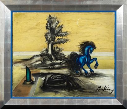Franz PRIKING Franz PRIKING (1929-1979) - Horse in a fantastic landscape - Oil on...