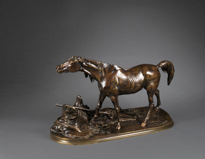 Pierre-Jules MÊNE Pierre-Jules MÊNE (1810-1879)- Arabian mare (Nedjibe) with harness...
