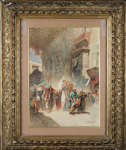 Alberto PASINI Alberto PASINI (1826- 1899) - Orientalist scene - Watercolour signed...