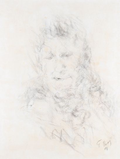 Eugène LEROY 
Eugène LEROY (1910-2000) - Face - Pencil drawing - Signed and dated...