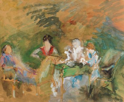 Jean Dufy Jean DUFY (1888-1964)- Young women on an autumnal afternoon - Watercolour...