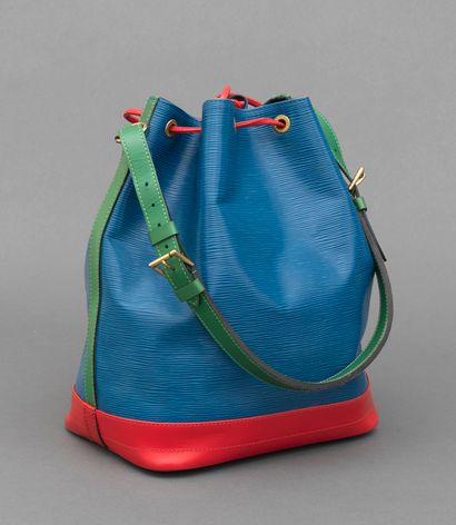 Louis Vuitton LOUIS VUITTON - Sac bandoulière Noé PM en cuir épi tricolore bleu,...