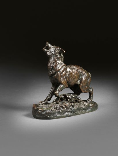 Antoine-Louis Barye Antoine-Louis BARYE (1795-1875) - WOLF TAKEN IN THE PIEGE, circa...