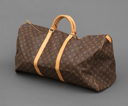 Louis Vuitton LOUIS VUITTON - Keepall travel bag 60 cm in monogram canvas and natural...