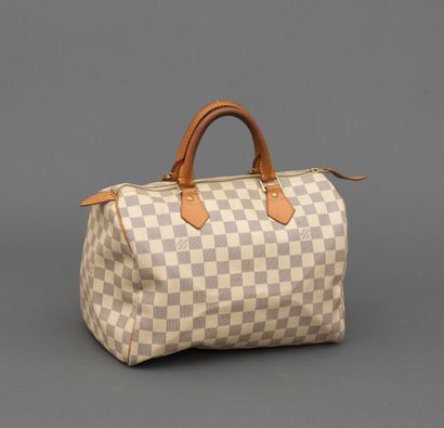 Louis Vuitton LOUIS VUITTON- Sac à main speedy 30cm en toile damier azur et cuir...