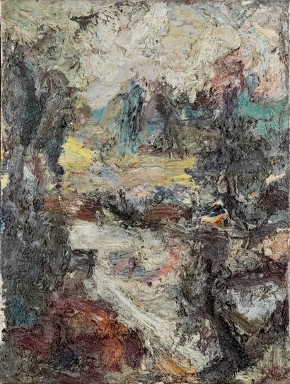 Eugène LEROY 
Eugène LEROY (1910-2000) - Paysage, 1961 - Huile sur toile signé en...