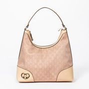 Gucci GUCCI - Sac porté épaule en toile monogramme rose brillant et cuir beige -...