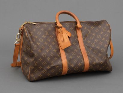 Louis Vuitton LOUIS VUITTON - Travel bag keepall 45 cm in monogram canvas and natural...