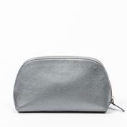 Chanel CHANEL - Small toiletry bag in grey-green metallic leather - Inside in beige...