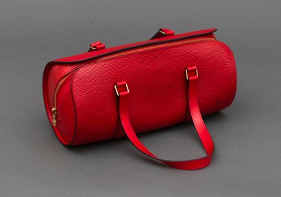 Louis Vuitton LOUIS VUITTON - Sac à main model soufflot en cuir épi rouge - Doublure...