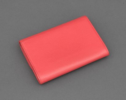 Chanel CHANEL - Coral caviar calfskin wallet / purse - Coral leather and fabric inside...