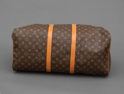 Louis Vuitton LOUIS VUITTON - Travel bag keepall 55 cm in monogram canvas and natural...