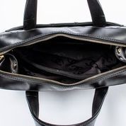 Chanel CHANEL - Woman's bowling bag in black matte patent calfskin with stitching...