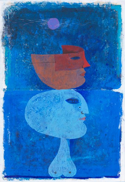 Sami Briss Sami BRISS (1930) - Faces - Gouache on paper signed lower left - 59 x...