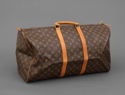Louis Vuitton LOUIS VUITTON - Travel bag keepall 55 cm in monogram canvas and natural...