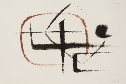 Jean PIAUBERT Jean PIAUBERT (1900-2002) - Composition - Ink and grease pencil - Signed...